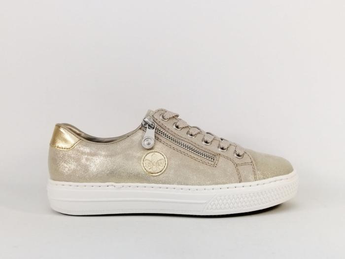 Basket cuir femme chic et confortable RIEKER L59L8 semelle mémoire de forme antistress