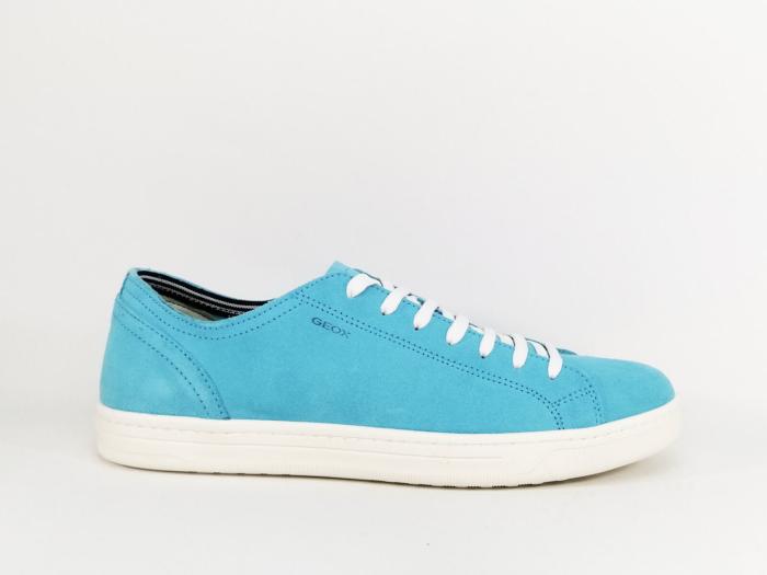 Basket cuir souple turquoise destockage GEOX rikin à pas cher homme / grande pointure femme