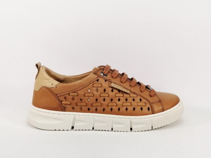 Basket femme cuir souple camel en destockage CARMELA 68568