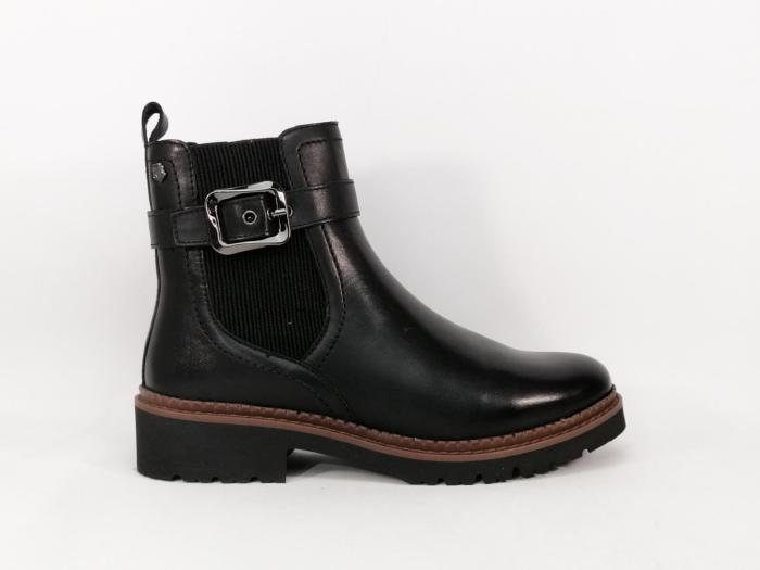 Bottines noires femme à talon cuir souple confortable tendance destockage CARMELA 162491 à pas cher