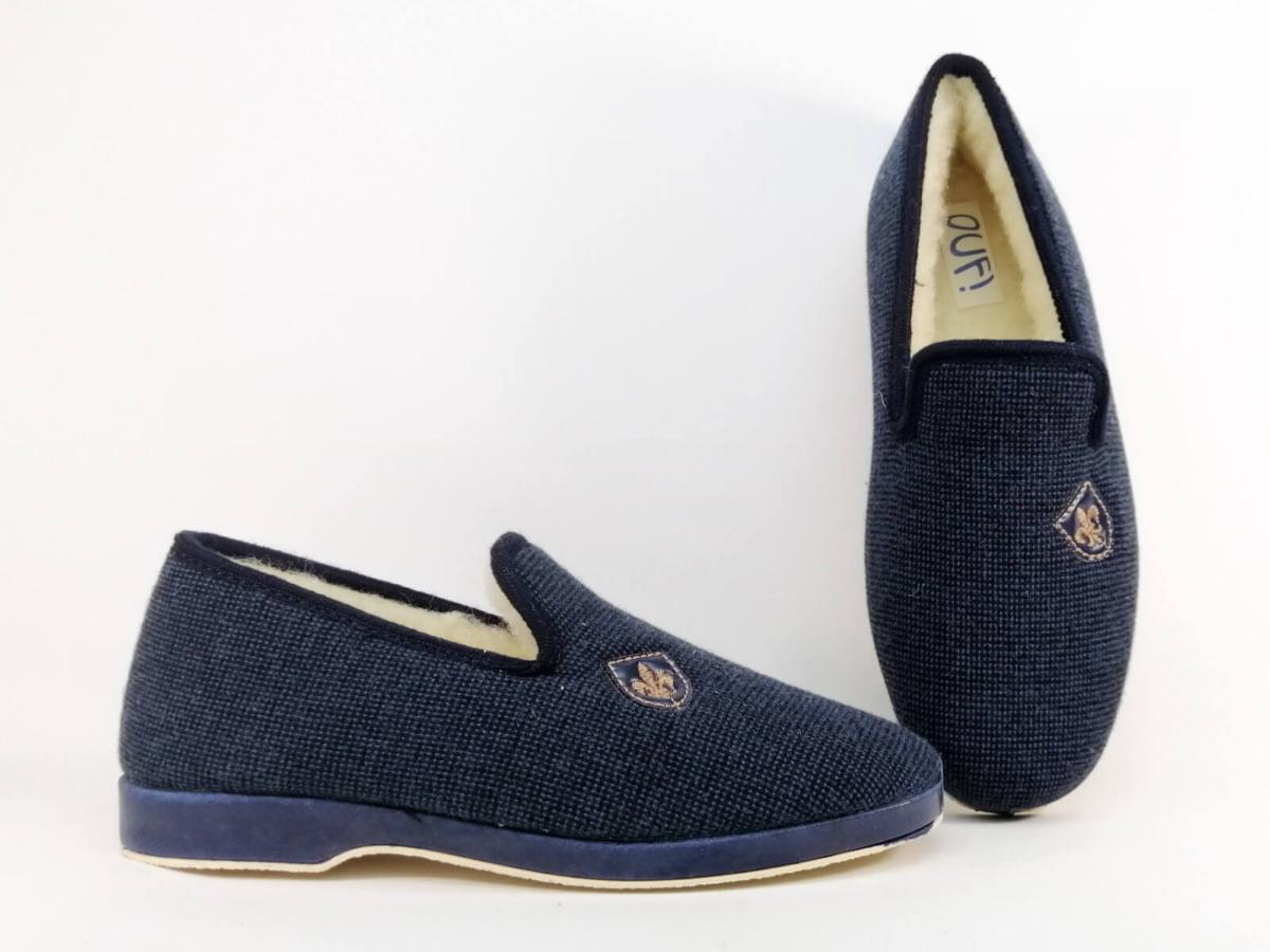 Chausson bleu pure laine SOCA Pointure Plus