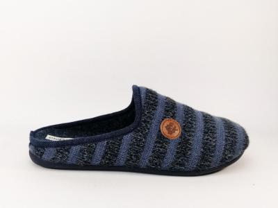 Chausson mule homme en laine bleue à pas cher CHIC & RELAX Biblio