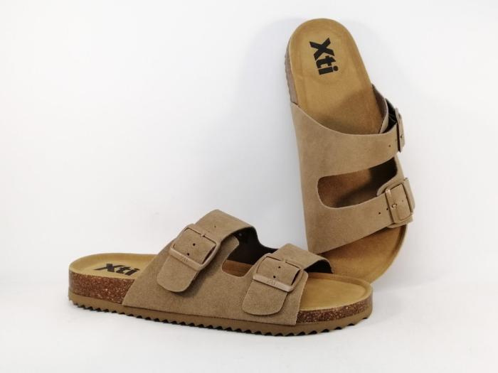 Claquette homme cuir taupe daim à pas cher destockage XTi 142553 confortable