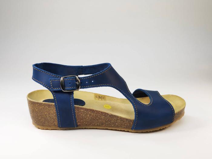Sandale tout cuir bleu à talon compensé ARTPELLE 1731 pour femme