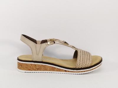 Sandale beige RIEKER V3662 très confortable pour femme