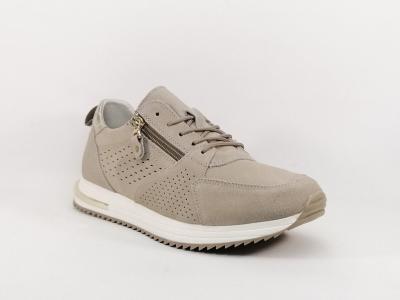 Basket chic cuir trs souple taupe femme zip et lacets SWEET'R Mayone
