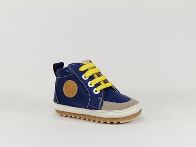 Basket souple en cuir bleu pour bb en destockage ROBEEZ Migo