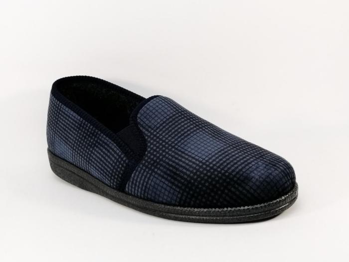 Chausson homme en velours bleu à élastiques CHIC & RELAX Perador