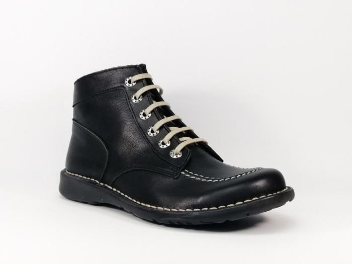 Chaussure montante Femme en cuir noir BRAN'S 114 fabriquée en Espagne