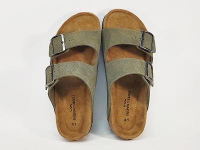 Claquette homme cuir kaki confortable tendance à pas cher TERRE DE MARINS bartino