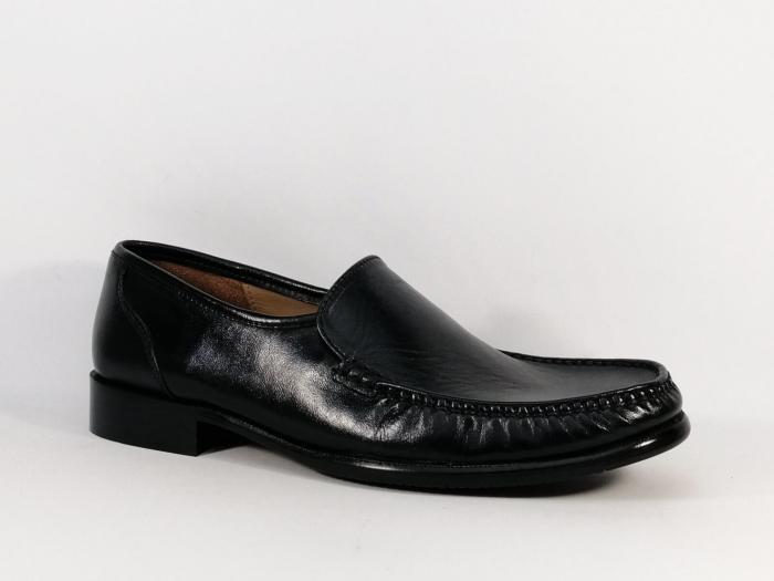 Mocassin homme tout cuir noir grand confort destockage BOISSY 985