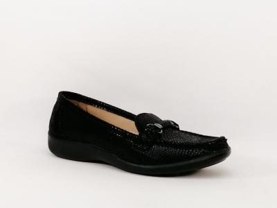 Mocassin noir femme semelle cuir à pas cher SWEET'R cepano
