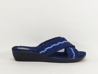 Mule femme pied sensible compensée confort coton éponge marine à pas cher PATRIZIA Spugna