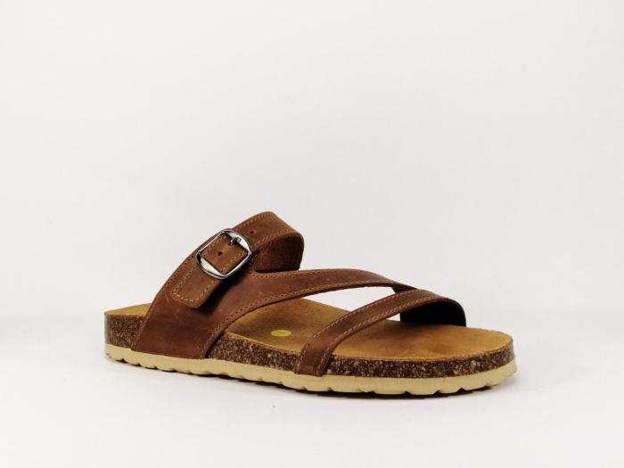Mule tout cuir marron ARTPELLE 16045 semelle bio pour femme