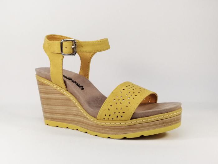 Sandale compensée jaune destockage REFRESH 69486 pour femme