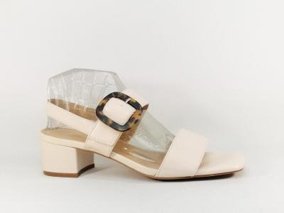 Sandale grande taille femme beige  talon pas cher destockage ANDRES MACHADO AM5689