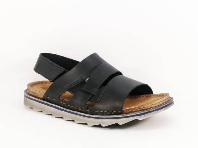 Sandale homme cuir noir très confortable à pas cher MORAN'S mibato