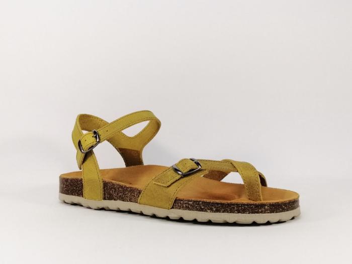 Sandale femme ARTPELLE 16062 tout cuir jaune fabriquée en Espagne
