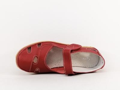 Babies femme cuir rouge souple et confortable à pas cher SUREDELLE 7995 pieds sensibles