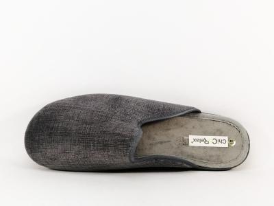 Chausson homme grande taille mule velours gris CHIC & RELAX avesto