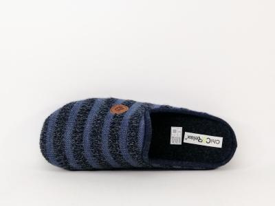 Chausson mule homme en laine bleue à pas cher CHIC & RELAX Biblio