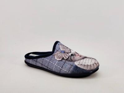 Chausson mule femme motif chat originale et confortable en velours CHIC & RELAX ramilia à pas cher