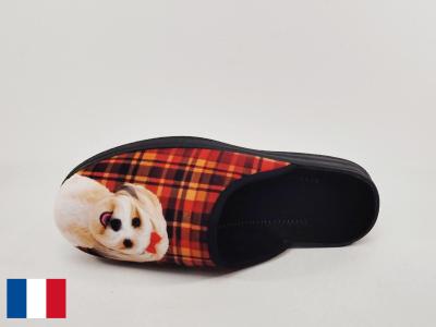 Chausson mule femme motif chien mignon original et confortable BOSSI loriane - fabrication France