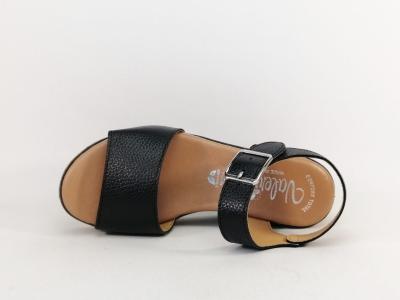 Sandale compensée plateforme femme cuir noir souple confortable et chic VALERIA'S 1964