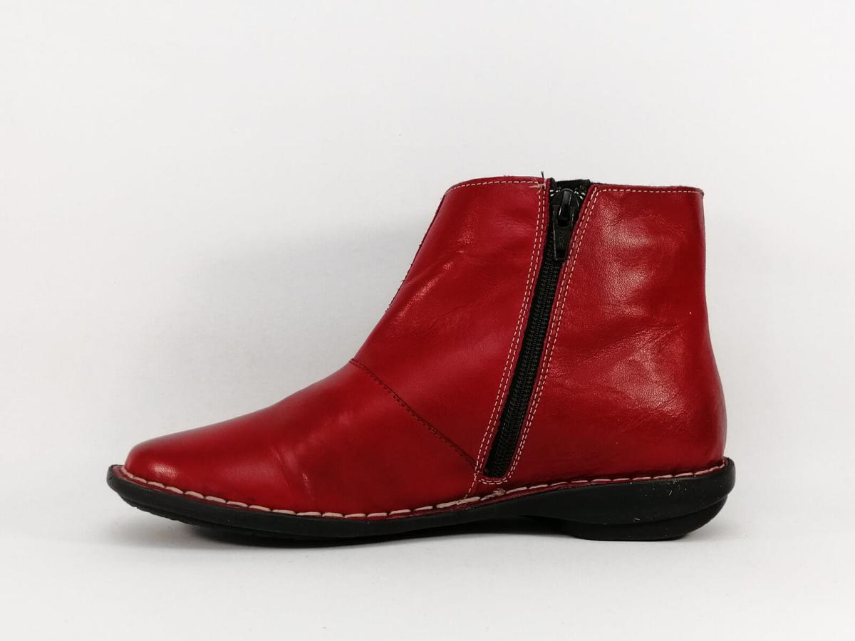 Bottine Femme Rouge Confort Cuir MORAN S I Pointure Plus