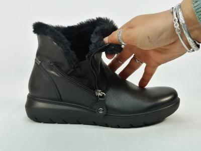 Bottines fourrées femme cuir noir waterproof confortables grand froid destockage IMAC 455870