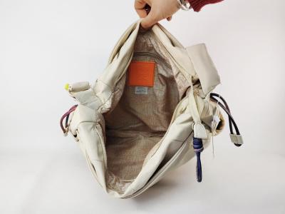 Grand sac femme bandoulière toile beige chic en destockage REFRESH 183371 pas cher