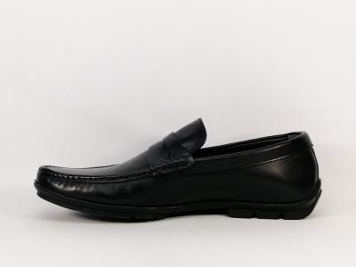 Mocassin homme tout cuir noir grand confort destockage MORAN'S zimo