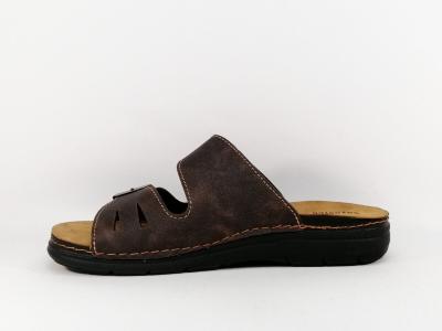 Mule homme confortable marron semelle cuir amovible à pas cher ROADSIGN izo