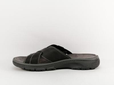 Mule homme cuir gris foncé très confortable et souple en destockage IMAC 352860