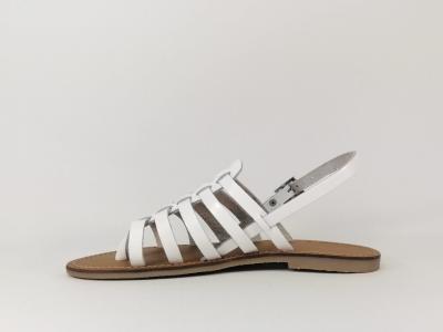 Sandale tout cuir blanc destockage TROPEZIENNES Herilo pour femme