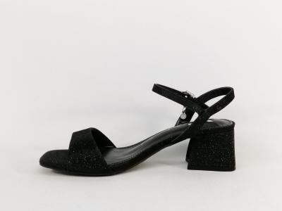 Sandale noire paillettes femme chic à talon carré destockage XTi 142346 tendance pas cher