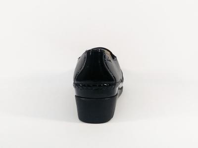 Mocassin compensé femme cuir souple noir grand confort destockage LUXAT emlibe