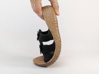 Mule compensée femme pas cher RELAXITY marilo noir fleurs