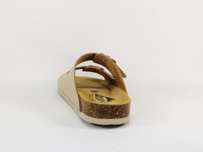 Mule femme cuir or chic grand confort PLAKTON beta platino - Fabrication Espagne