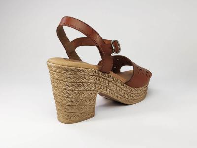 Sandale cuir camel à talon tendance et confort JORDANA 3350 pour femme