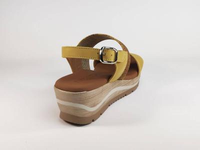 Nu-pied compensé tout cuir jaune moutarde PAULA URBAN 1-151 femme