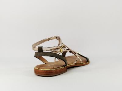 Sandale en cuir kaki or destockage TROPEZIENNES Hironbuc pour femme