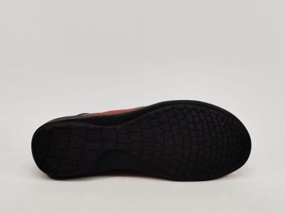 Bottine femme cuir rouge souple confortable MORAN'S gramis plate avec zip et lacets
