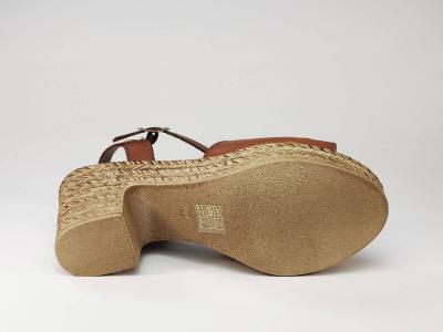 Sandale cuir camel à talon tendance et confort JORDANA 3350 pour femme