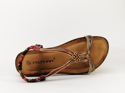 Sandale plate rouge confortable et pas cher STEPHAN WSL-46 pour femme