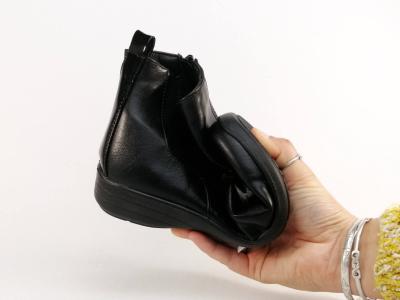Bottines noires femme très souples et légères semelle cuir confort à pas cher SWEET'R dobby