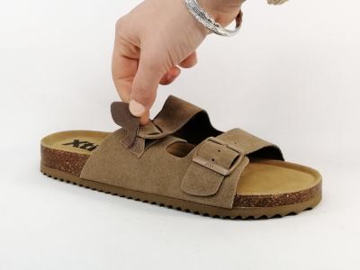 Claquette homme cuir taupe daim à pas cher destockage XTi 142553 confortable