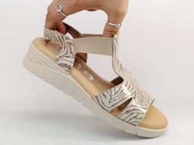 Sandale femme compensée cuir or chic confortable semelle mémoire de forme VALERIA'S 2032