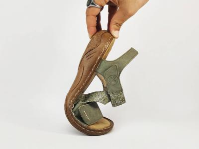 Sandales vertes femme RIEKER V2862 confortable tendance semelle anti stress et velcro