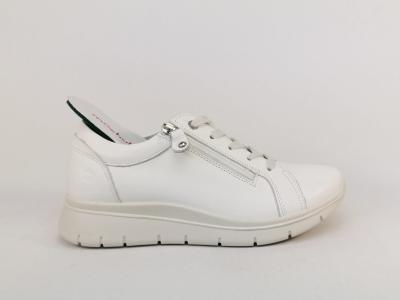 Basket blanche femme cuir souple confortable chic fermeture éclair et lacets destockage IMAC 756277